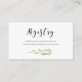 Cartão de registro de casamento das folhas verdes 