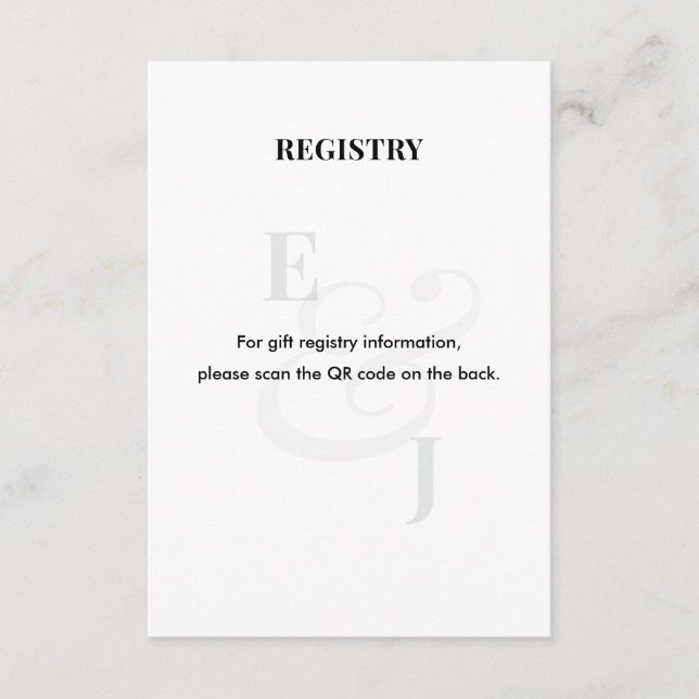 Cartão de Registro de Casamento Minimalista Modern (Frente)