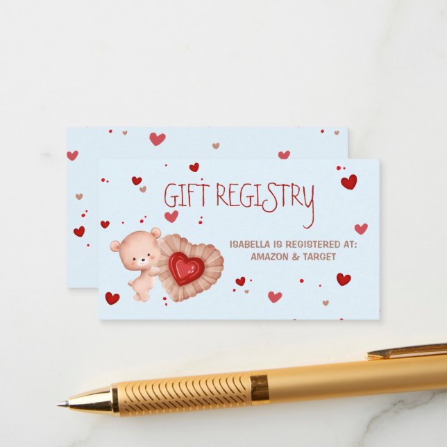 Cartão de Registro de Presente de Chá de fraldas A (Frente/Verso In Situ)