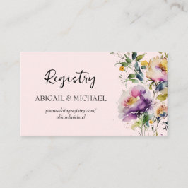 Cartão de Registro Floral de Aquarela com código Q
