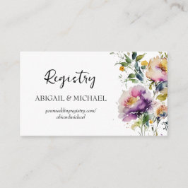 Cartão de Registro Floral de Aquarela com código Q