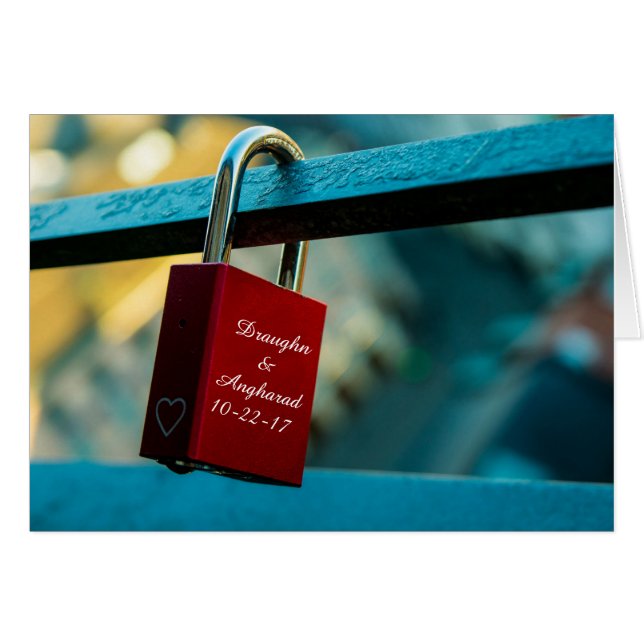 Cartão de Relacionamento Personalizado "Love Lock" (Frente Horizontal)