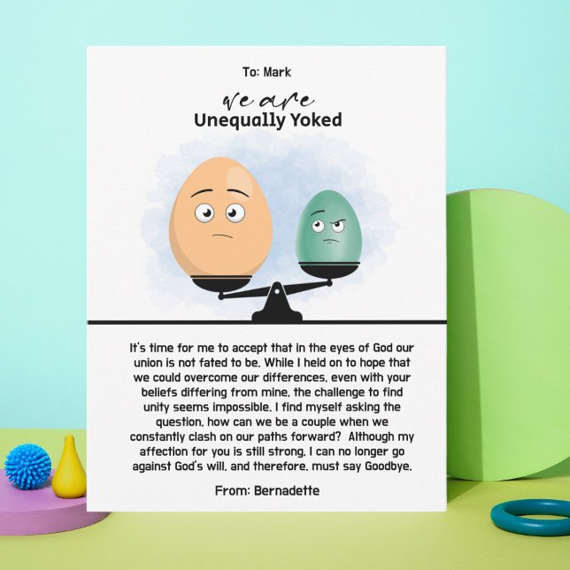Cartão de Relacionamento Yoke Desigual (Use this card when you know your relationship is destined for failure due to religious differences.)