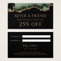 Cartão de remessa verde-sábado e agata dourada