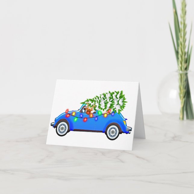 Cartão de Renas de Nariz Vermelho (Frente)