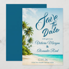 Cartão de Reserva de Data de Praia Tropical Plano