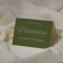 Cartão de Reserva de Local de Casamento Verde Oliv
