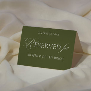 Cartão de Reserva de Local de Casamento Verde Oliv