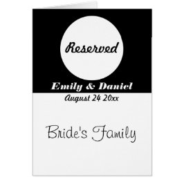 Cartão de Reserva de Mesa Preto e Branco Casamento