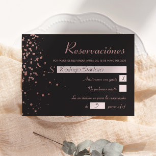 Cartão de Reserva Espanhola Confetti Quinceanera
