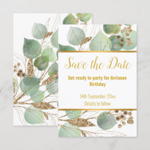 CARTÃO DE RESPOSTA 2 EUCALYPTUS GOLD WHITE RSVP