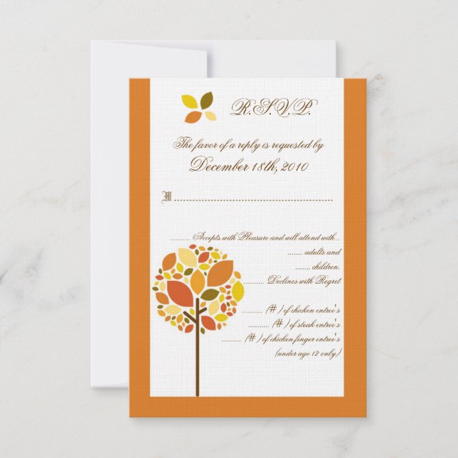 Cartão de Resposta 3,5x5 Moderno Árvore de Outono (Frente)