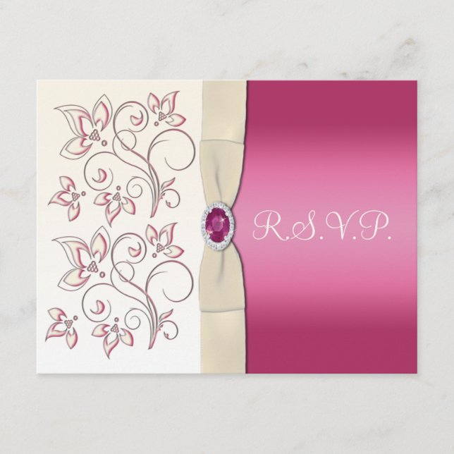 Cartão de resposta a marfim e rosa (Frente)