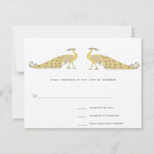 Cartão de Resposta à Parada de Peacock Art Nouve