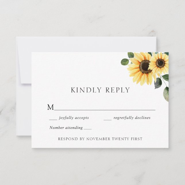 Cartão de Resposta ao Casamento de Girassol de out (Frente)
