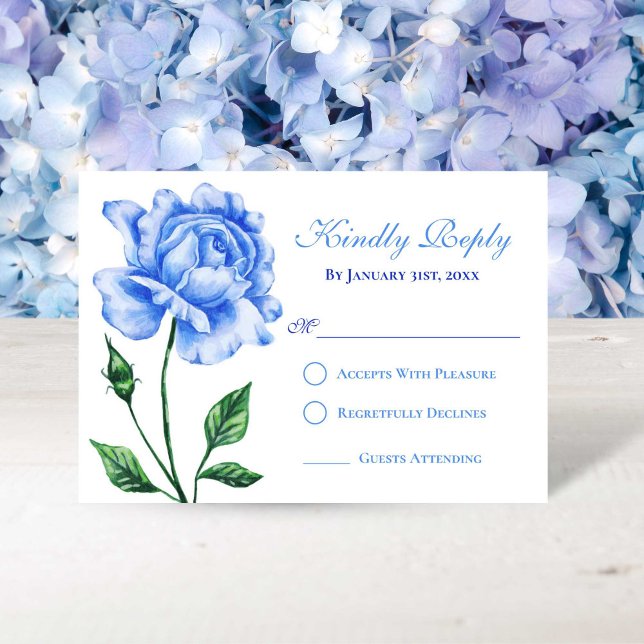 Cartão de Resposta Azul Claro Rosa Quinceañera (Light Blue Rose Quinceañera Response Card)