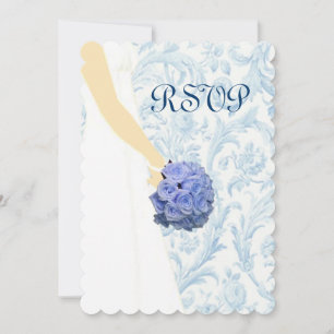 Cartão de Resposta Azul de Vestido de Noiva Elegan
