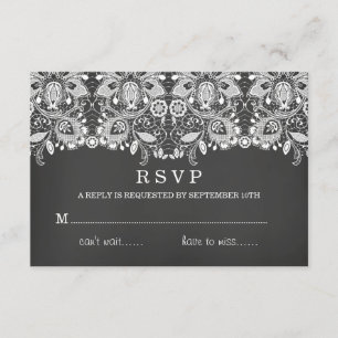 Cartão de Resposta Black Chalkboard & Lace