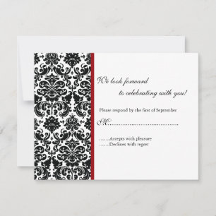 Cartão de Resposta Black Damask RSVP