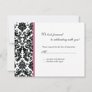 Cartão de Resposta Black Damask RSVP