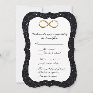 Cartão de Resposta Black Glitter Gold Infinity