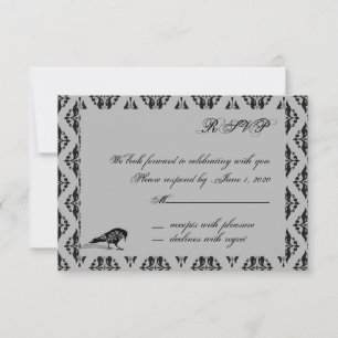 Cartão de Resposta Black Raven Gothic Frame