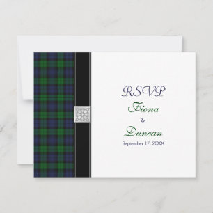 Cartão de Resposta Black Watch Tartan Celta