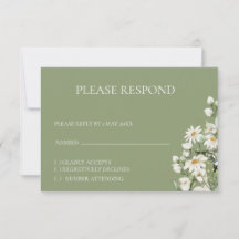 cartão de resposta Boho de flor silvestre Daisy