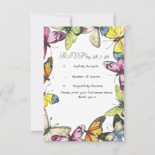 Cartão de Resposta Borboleta Casamento 