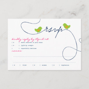 Cartão de Resposta Bright Retro Love Birds