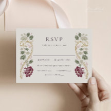 Cartão de Resposta Burgundy Floral Art Nouveau com