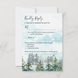 cartão de resposta casamento de inverno árvores de