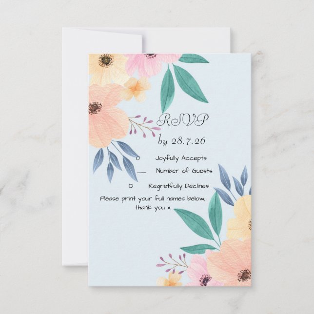 Cartão de Resposta- Casamento Floral (Frente)