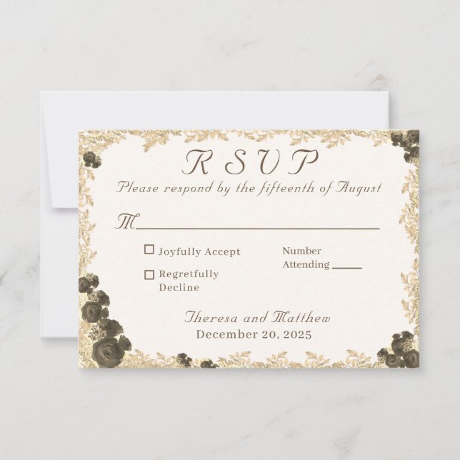 Cartão de Resposta Católico para Rosas ornamentado (Frente)