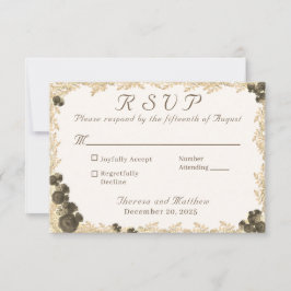 Cartão de Resposta Católico Rosas Ornamentadas