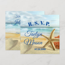 Cartão de Resposta Cena de Praia de Casamento Trop