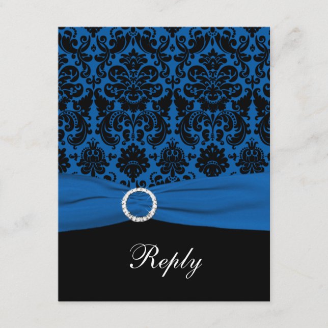 Cartão de Resposta Cobalt Blue e Damasko Preto (Frente)