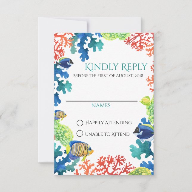 Cartão de Resposta Colorido para Aquário (Frente)