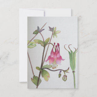 Cartão de Resposta Columbine Aquarelas Botânicas