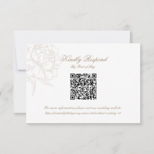 Cartão de Resposta com Código QR Floral Contorno C