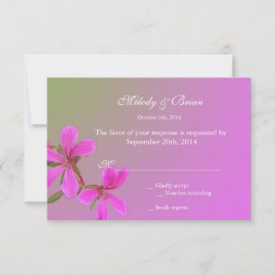 cartão de resposta com flores cor-de-rosa para cas
