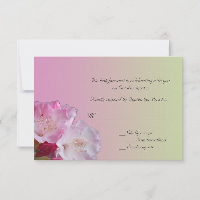 cartão de resposta com flores de rododendro rosa (Frente)