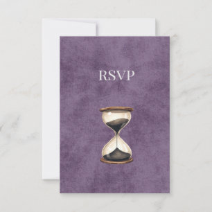Cartão de Resposta Dark Academia Hourglass RSVP
