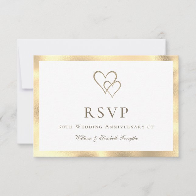 Cartão de Resposta de 50º Aniversário de Bodas de  (Frente)