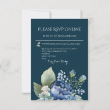 Cartão de Resposta de Aquarela Floral Azul em Flor