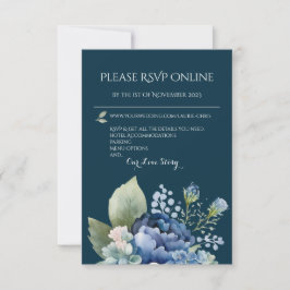 Cartão de Resposta de Aquarela Floral Azul em Flor