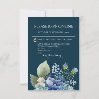 Cartão de Resposta de Aquarela Floral Azul em Flor