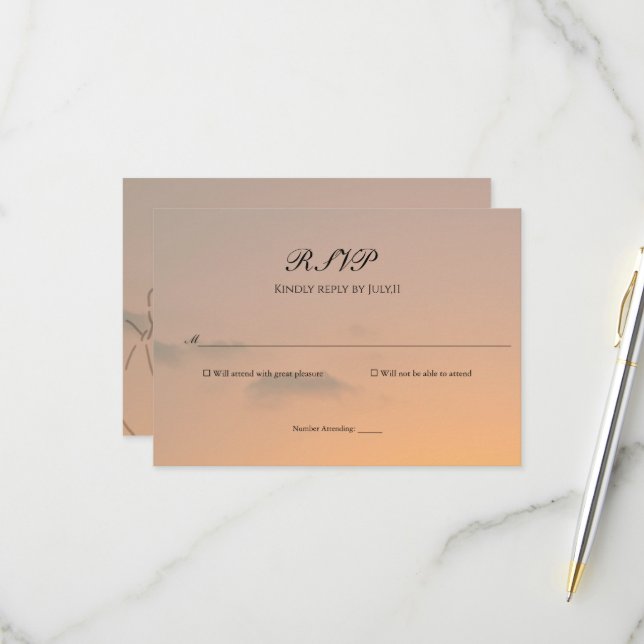 Cartão de Resposta de Casamento (Frente/Verso In Situ)