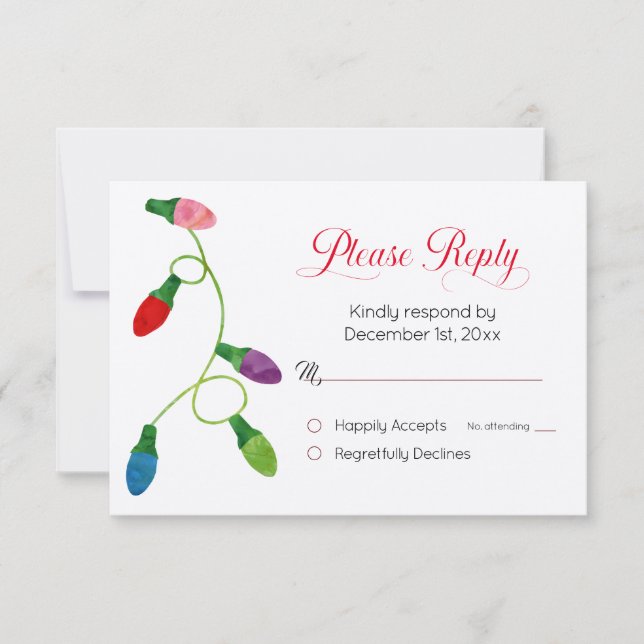 Cartão de Resposta de Casamento à Luz de Natal Col (Frente)