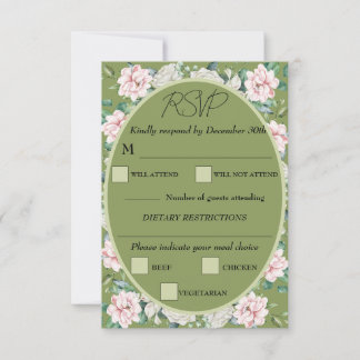 Cartão de Resposta de Casamento Abraço Floral Eleg
